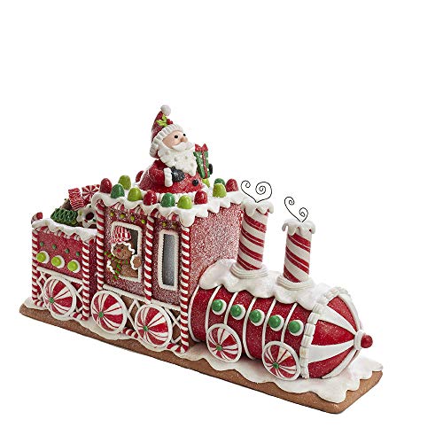 Kurt Adler Kurt S. Adler 7.5-Inch Battery-Operated Gingerbread Junction LED Train Table Piece, Multi