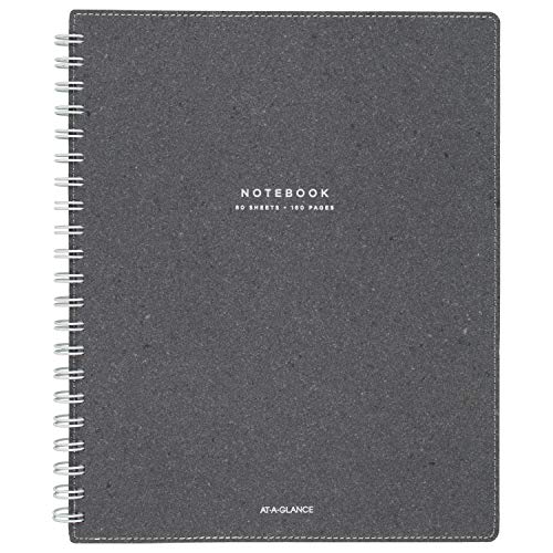 ACCO (School) AT-A-GLANCE Notebook, Twinwire, Ruled, 80 Sheets, 11 x 8-3/4", Collection, Heather Gray (YP145-45)