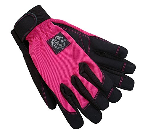 Womanswork Stretch Gardening Glove with Micro Suede Palm, Hot Pink, Medium