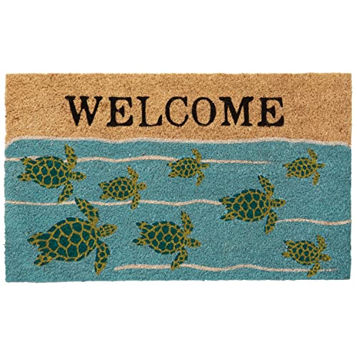 Larry Traverso Sea Turtles 100% Coir Doormat, 18 x 30 inches, Naturally Durable, PVC-Backing, Sustainable