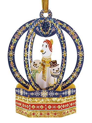 Boston International Santoro Bauble 3D Pop-Up Christmas Card, Snow Globe Snowmen