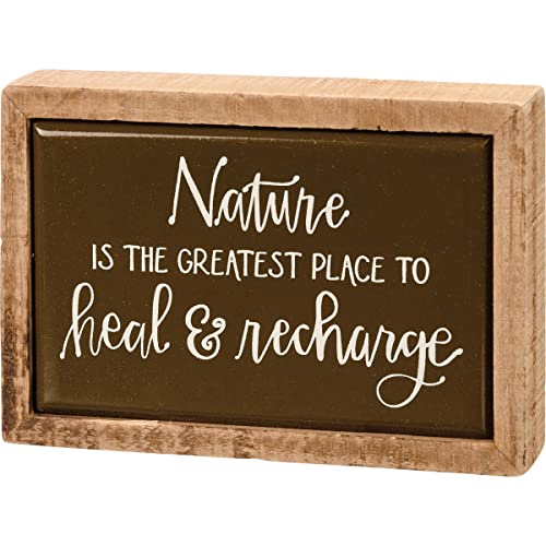 Primitives By Kathy 113426 Nature Place to Heal and Recharge Mini Box Sign, 4.50-inch Length
