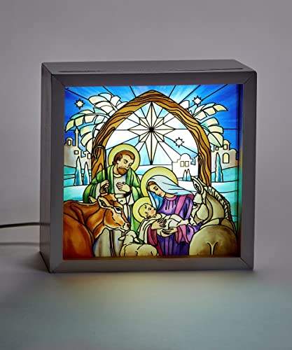 Giftcraft 684094 Christmas LED Light Box Holy Family Nativity, 6-inch Length