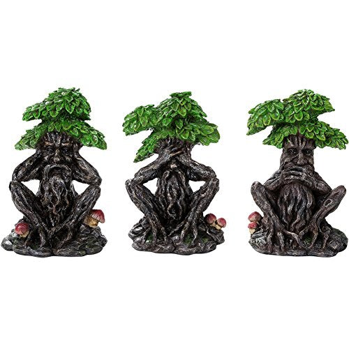 Pacific Trading Greenman See No Evil Speak No Evil Hear No Evil Figurine 3 Piece Set Pagan Wicca