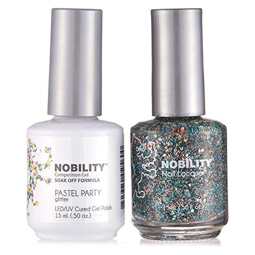 Lechat Nobility ‚Äì Gel Polish & Nail Lacquer Set - Glitter Collection - 0.5oz (Pastel Party NBCS110)