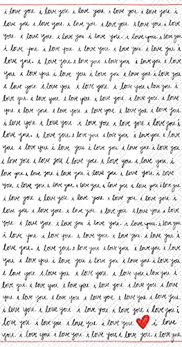 Boston International IHR 3-Ply Paper Napkins, 16-Count Guest Size, Handwritten Heart