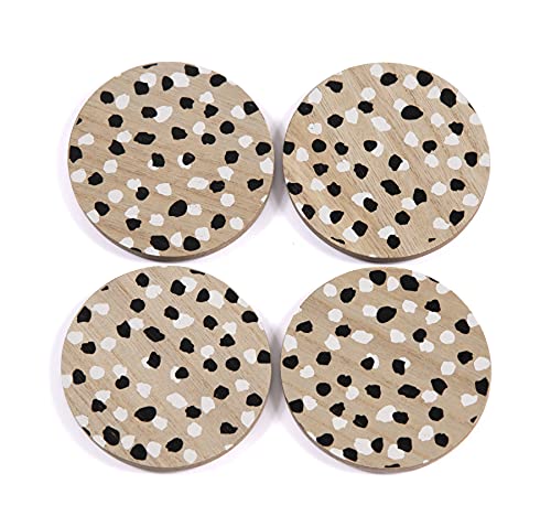 Shiraleah LLC Shiraleah Set of 4 Spots Coasters, Black, One Size