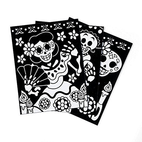 Fun Express Color Your Own Fuzzy Day of The Dead Posters 24 Pc - Crafts for Kids and Fun Home Activities