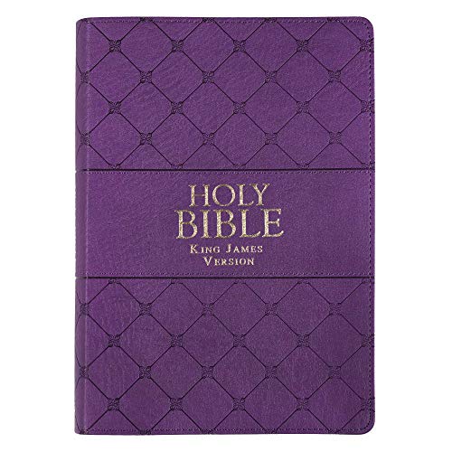 Christian Art Gifts KJV Holy Bible, Super Giant Print Faux Leather Red Letter Edition - Ribbon Marker, King James Version, Purple