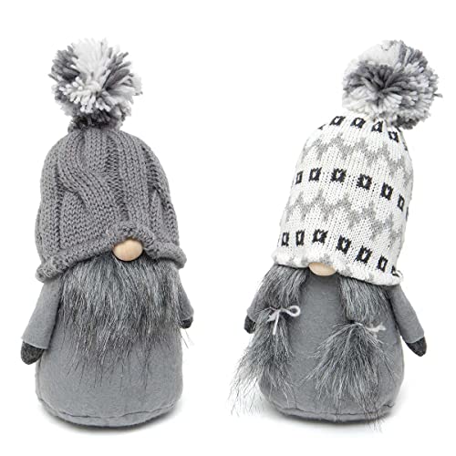 MeraVic Gnome with Sweater Hat, Wood Nose, Grey Beard and Arms Boy and Girl, 9 Inches, Plush, Collectible Figurines, Gifts for Home Shelf D√©cor, Set of 2 - Christmas Decoration
