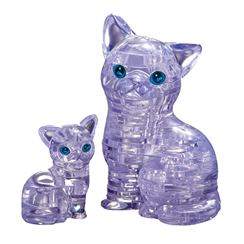 University Games Bepuzzled Original 3D Crystal Puzzle - Cat & Kitten, Clear - Fun yet challenging brain teaser that will test your skills and imagination, For Ages 12+