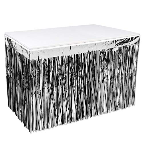 Beistle 2-Ply Packaged Metallic Black And Silver Table Skirt