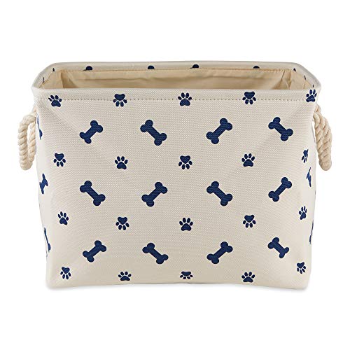 DII Design Bone Dry Paw Print Collapsible Polyester Pet Storage Bin, Rectangle Small - 14 x 8 x 9", Paws & Bones Blue