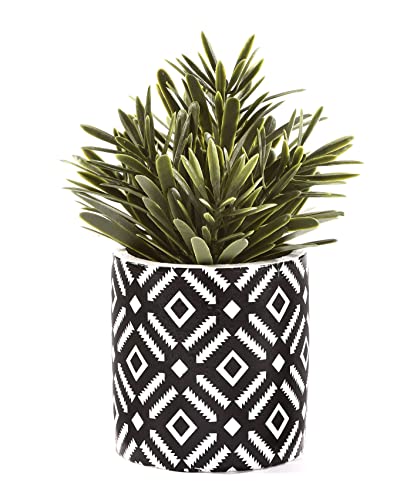 Giftcraft Artificial Yucca with Geometric Print Pot, 6.8-inch Height, Cement, PE and Polyfoam