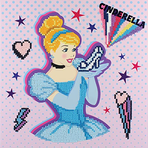 Camelot Crafts Camelot Dots Disney Collection of Diamond Facet Painting Art Kits, 11" x 11", Cinderella Kind POW-ER Dotz Box