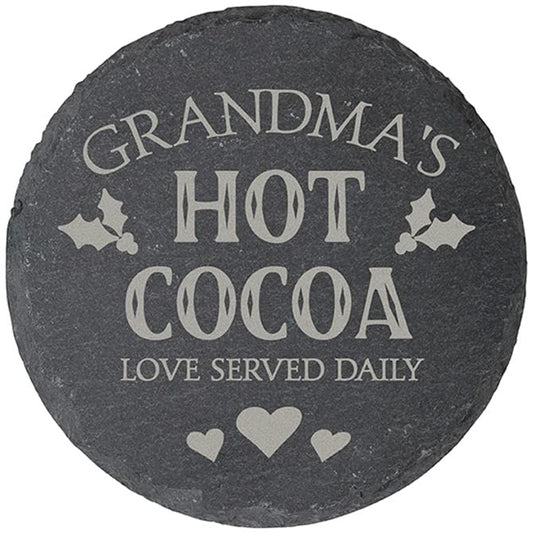 Carson Home Grandma's Hot Cocoa Slate Coaster, 4-inch Diameter, Set of 4