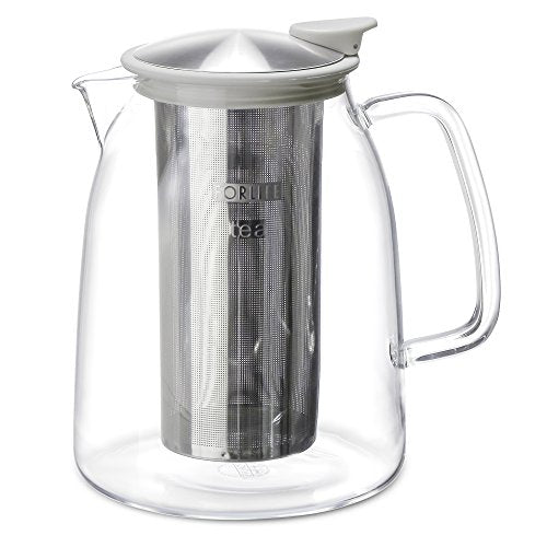 FORLIFE Mist Iced Tea Jug with Basket Infuser, 68-Ounce, White