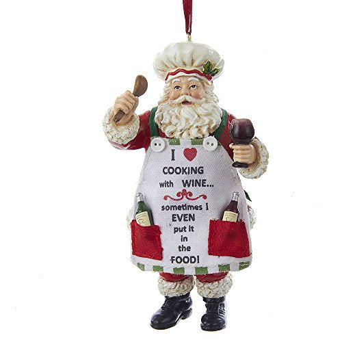 Kurt Adler 5" Resin Chef Santa with Wine Ornament