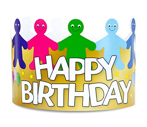 Hygloss Products Happy Birthday Crowns - Customizable, Durable Kids Party Supplies Made in USA, 24 Pack