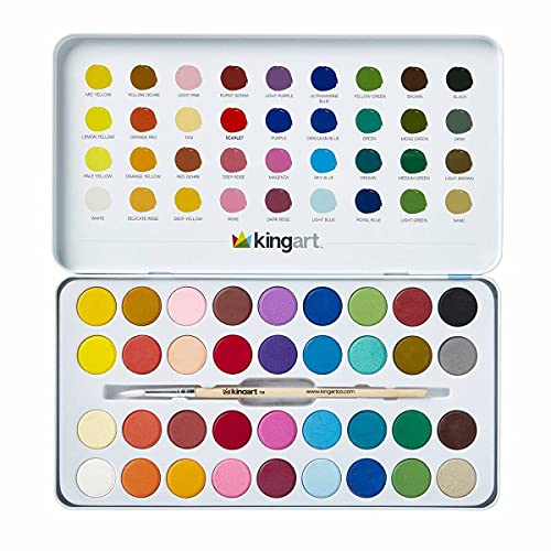 KINGART Watercolor Paint, Metal Tin Case, Set of 36 Unique Colors