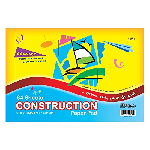 BAZIC 64 Ct. 6" X 9" Mini Construction Paper Pad