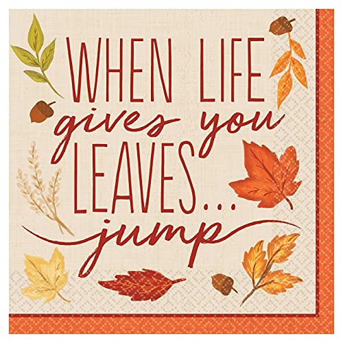 Amscan Fall Foliage Luncheon Paper Napkins - 6.5" x 6.5" | Multicolor | Pack of 16