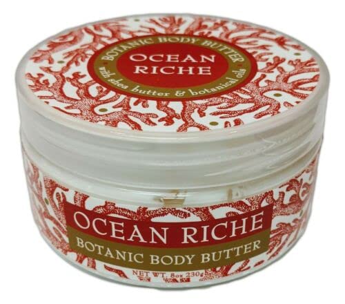 Greenwich Bay Trading Company Botanic Body Butter with Shea Butter and Cocoa Butter 8oz Tub Ocean Riche