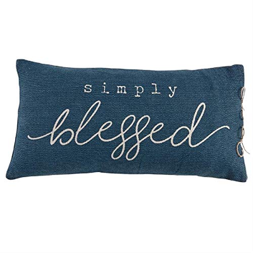 Mud Pie Simply Blessed Pillow, 12" x 24", Cotton