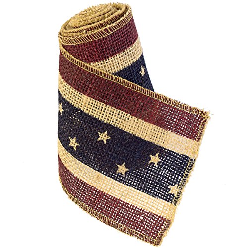 Country House Collection Americana Burlap Ribbon 4" x 10&