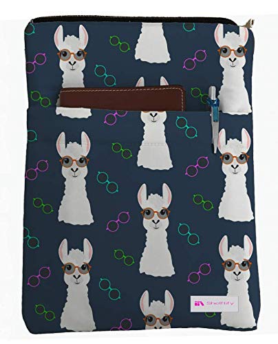 Shelftify Nerdy Llama Book Sleeve - Book Cover for Hardcover and Paperback - Book Lover Gift - Notebooks and Pens Not Included