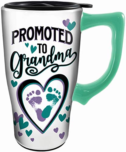 Spoontiques 12835 Promoted to Grandma Ceramic Travel Mug, One Size, White