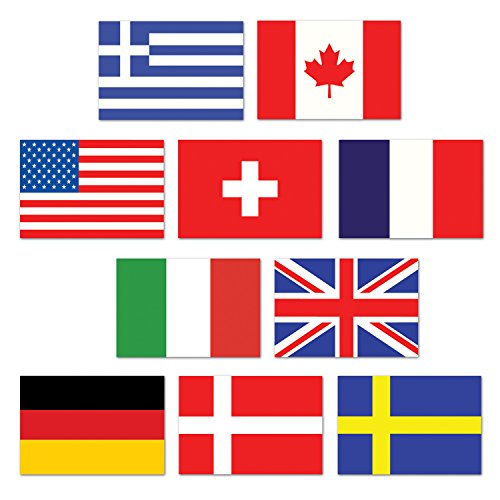 Beistle Cutouts-10 Pcs, Mini International Flag Cutouts, Multicolor