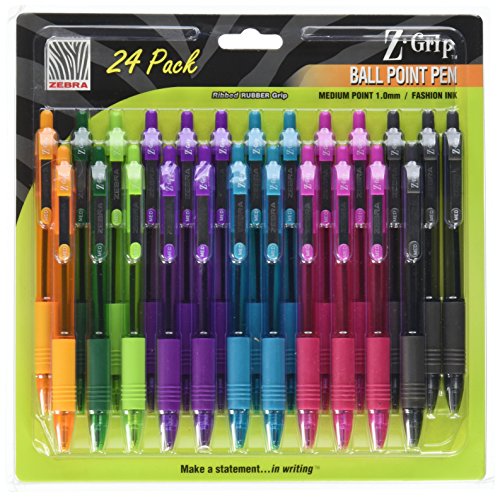 Zebra Pen Ball Point Pen, Ret, Md Pt, 1.0mm, 24/PK, Multi Barrel/Ink (ZEB12271)