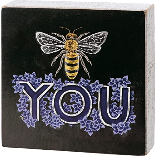 Primitives by Kathy 112496 Bee You Chalk Sign, 6-inch Square, Wood and Paper