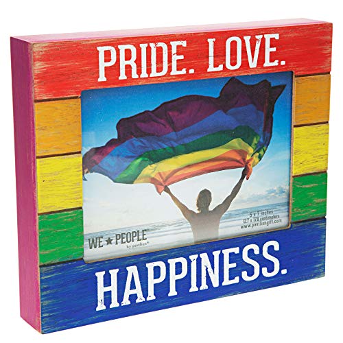 Pavilion Gift Company Pride. Love. Happiness. 5x7 Self-Standing Wall Hanging Picture Frame, Multicolor