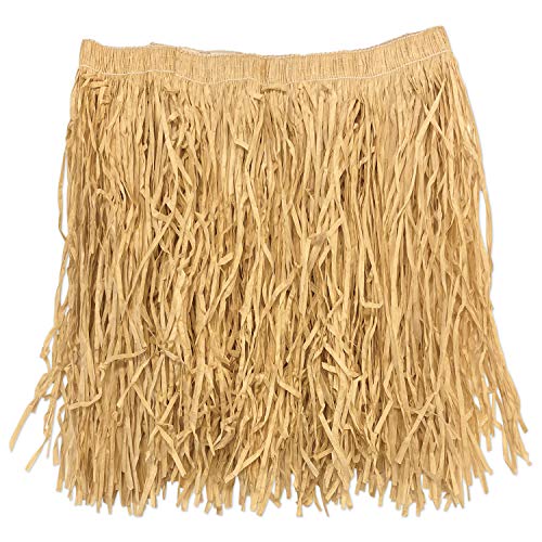 Beistle Natural Colored Raffia Paper Adult Size Mini Skirt Luau Party Supplies Hula Girl Halloween Costume Accessory