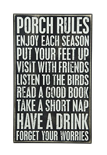 Primitives by Kathy Box Sign 16.5-Inch by 10-Inch Porch Rules