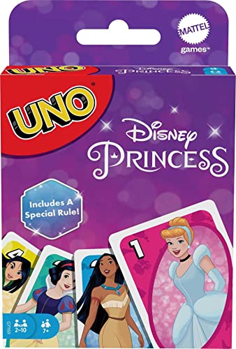 Mattel Games UNO Disney Princesses Matching Card Game, 112 Cards with Unique Wild Card & Instructions for Players 7 Years & Older, Gift for Kid, Family & Adult Game Night (GYY69)
