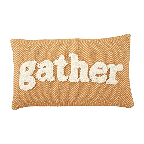 Mud Pie Fall Tufted Pillow, Gather, 12" x 20", Cotton