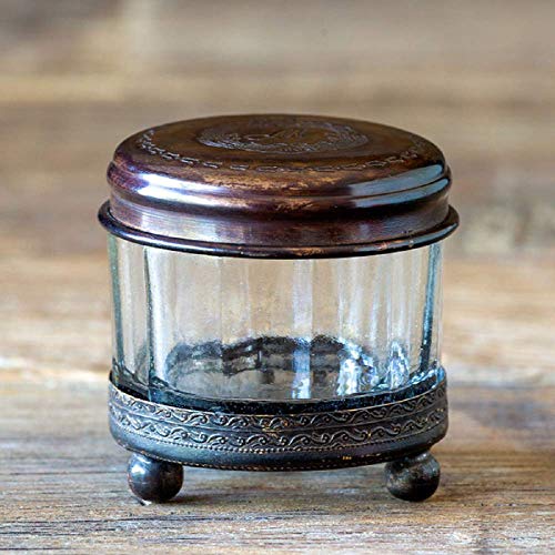 Park Hill Collection ECL00225 Footed Glass Jar with Bronze Lid, 2-inch Diameter, Glass, Clear