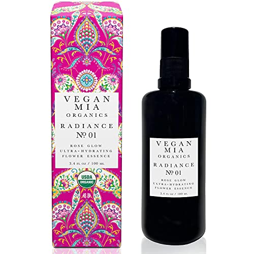 Vegan Mia Organics - Radiance, Ultra-Hydrating Rose Water Spray for Face and Neck, Face Mist with Organic Rose Flower Essence, Facial Mist for All Skin Types, Hydrates Dry and Dull Skin, 3.4 fl oz
