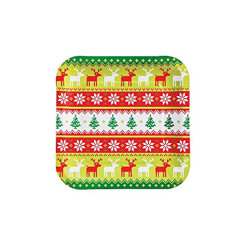 Fun Express - Ugly Sweater Dinner Plates (8pc) for Christmas - Party Supplies - Print Tableware - Print Plates & Bowls - Christmas - 8 Pieces