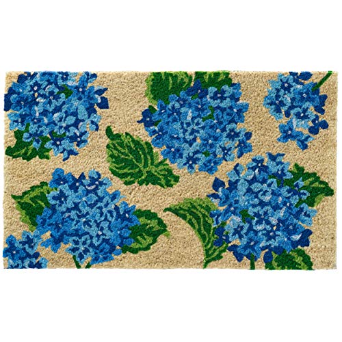 Larry Traverso Vintage Hydrangea 100% Coir Doormat, 18 x 30 inches, Naturally Durable, PVC-Backing, Sustainable