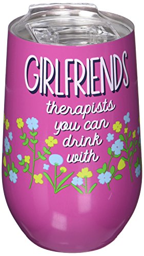 Spoontiques 16945 Girlfriends Stainless Wine Tumbler, Pink