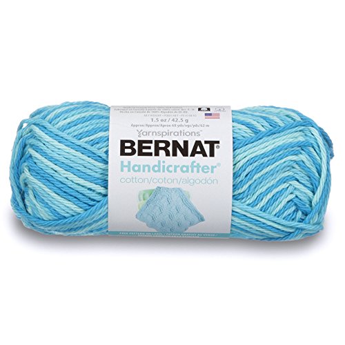 Spinrite Yarns (CA) Bernat Handicrafter Cotton Ombre Yarn, 1.5 oz, Gauge 4 Medium, 100% Cotton, Swimming Pool Ombre