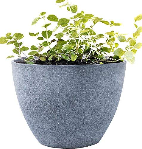 La Jol√≠e Muse Large Planter Outdoor Flower Pot, Garden Plant Container with Drainage Holes (Weathered Gray, 14.2 inch)