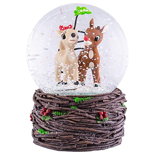 Roman Rudolph and Clarice Holiday Forest 6 x 4 Resin Holiday Snow Globe Dome