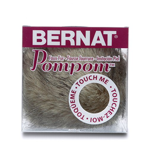 Spinrite Yarns (CA) Bernat Faux Fur Pom Pom, 3 in, Grey Lynx