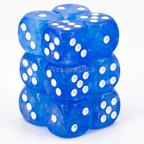 Chessex Borealis 16mm d6 Sky Blue/White Luminary Dice Block (12 dice) (27786)