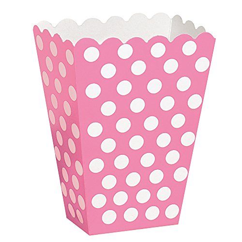 Unique Industries Hot Pink Polka Dot Popcorn Treat Boxes, 8ct
